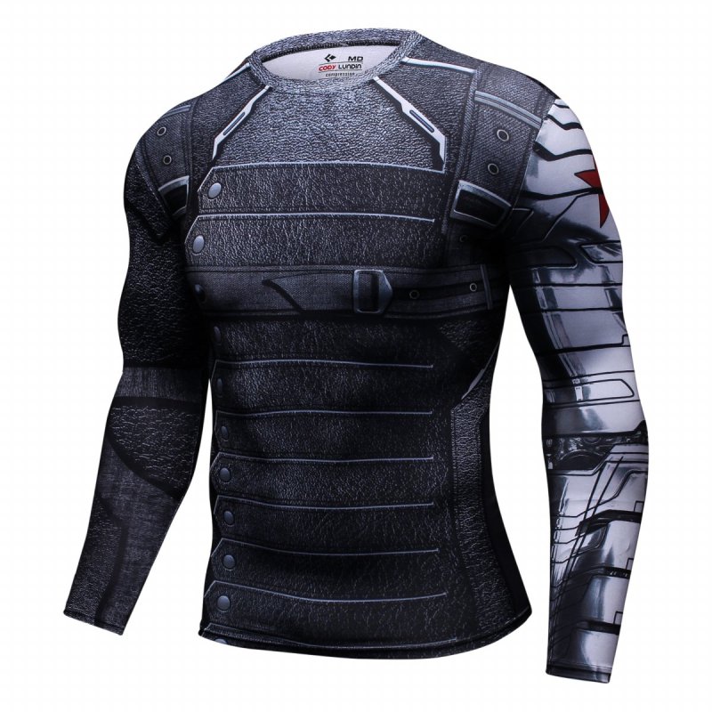 Cody Lundin Men's Compression Workout Top Winter Warrior Cosplay Long Sleeve Sport Tight Shirt