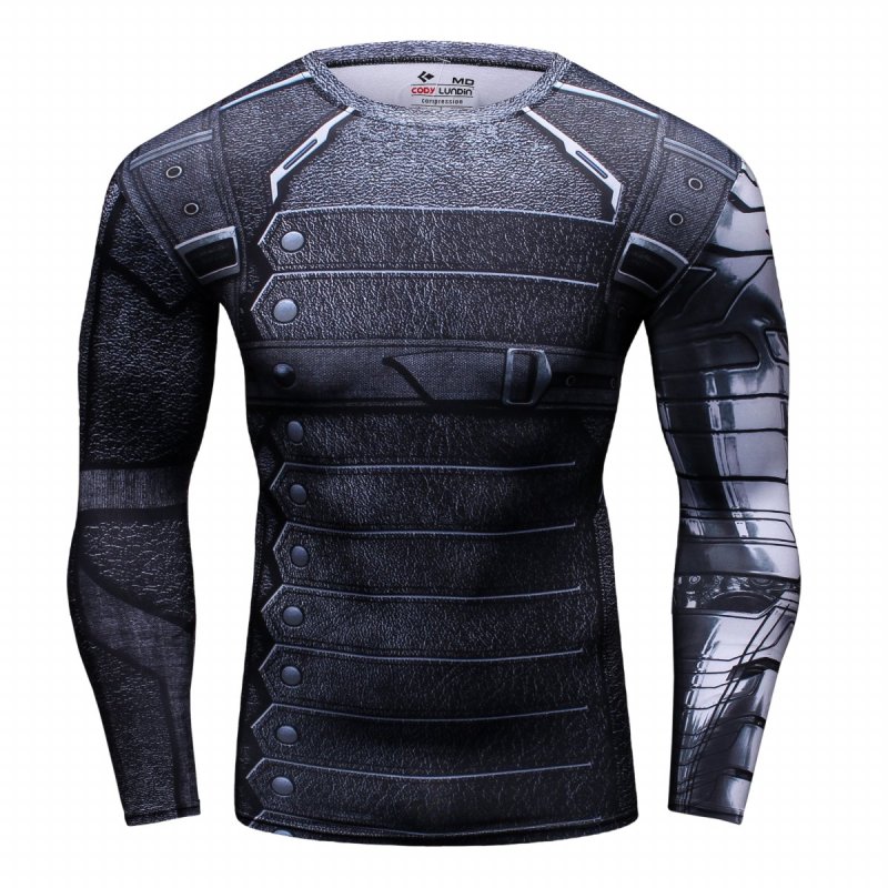 Cody Lundin Men's Compression Workout Top Winter Warrior Cosplay Long Sleeve Sport Tight Shirt