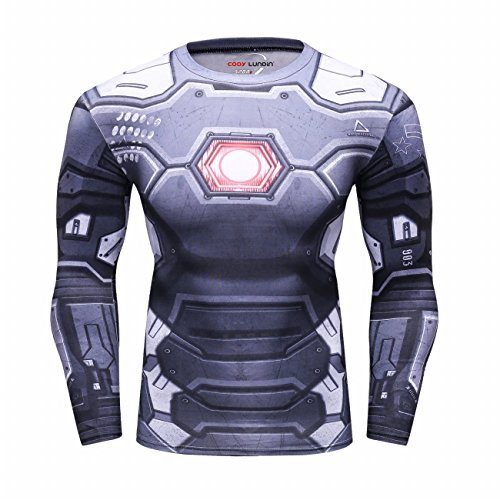 Red Plume Men's Film Super-Hero Series Compression Sports Shirt Skin Running Long Sleeve Tee