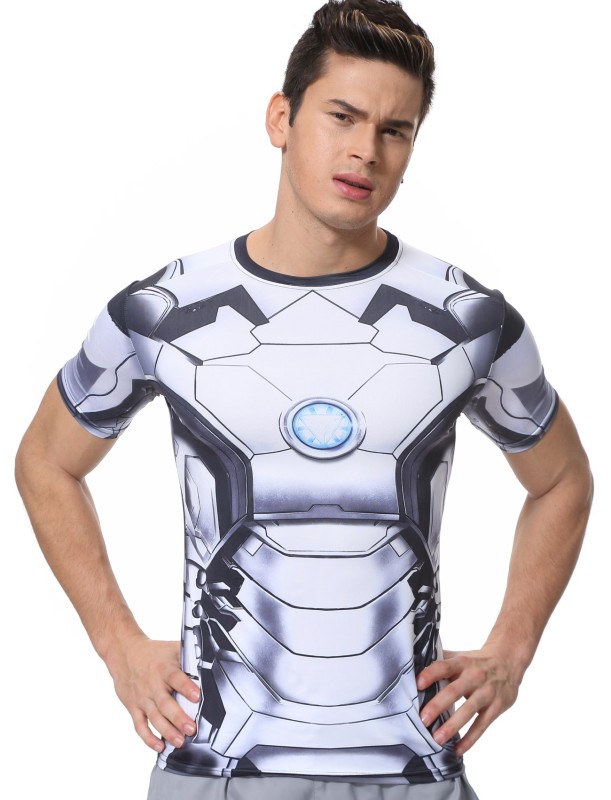 Red Plume Men's Film Super-Hero Series Compression Sports Shirt Skin Running Short Sleeve Tee