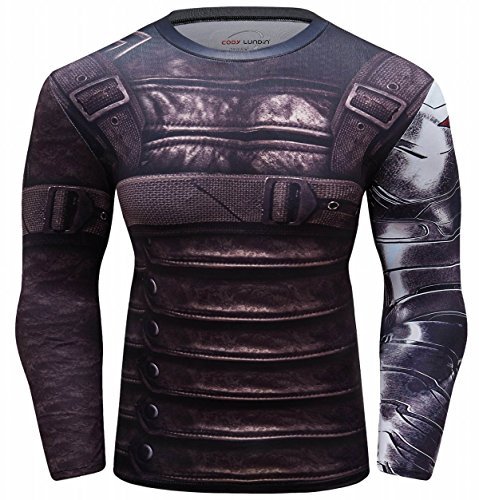 Red Plume Men's Compression Long Sleeve Slim Fit Athletic Shirt Sports Workouts Running Tee Performance T-Shirt Cool Dry Top (Style c, L)