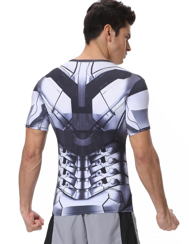 Red Plume Men's Film Super-Hero Series Compression Sports Shirt Skin Running Short Sleeve Tee