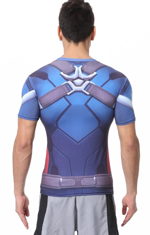 Red Plume Men's Film Super-Hero Series Compression Sports Shirt Skin Running Short Sleeve Tee