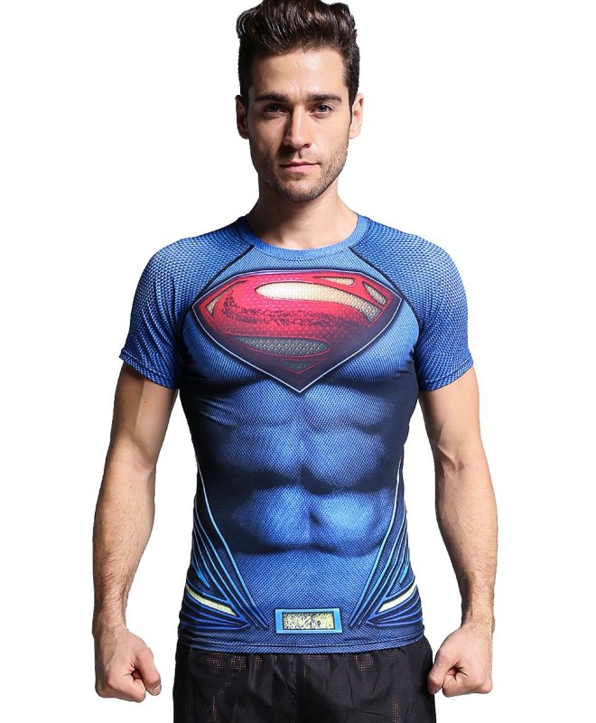 Red Plume Men's Film Super-Hero Series Compression Sports Shirt Skin Running Short Sleeve Tee