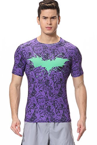 Red Plume Men's Film Super-Hero Series Compression Sports Shirt Skin Running Short Sleeve Tee