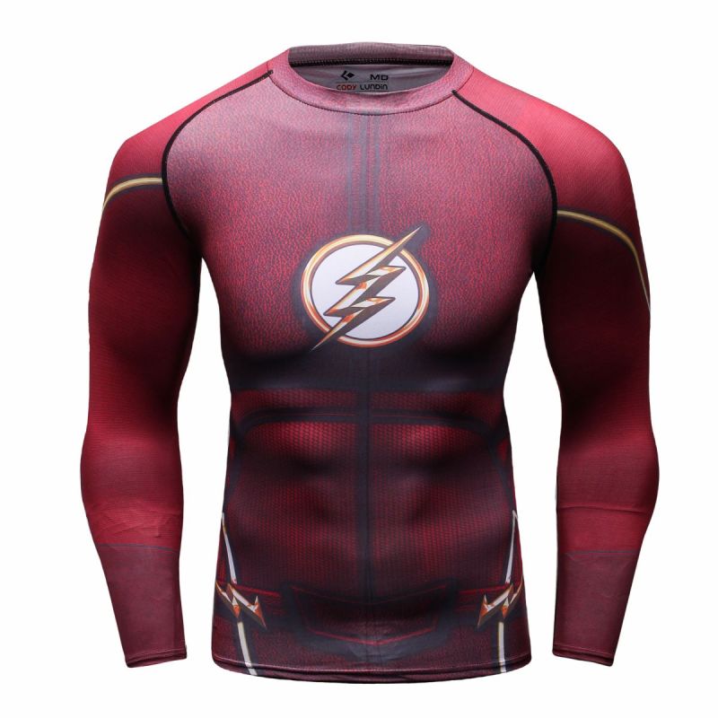 Red Plume Men's Film Super-Hero Series Compression Sports Shirt Skin Running Long Sleeve Tee