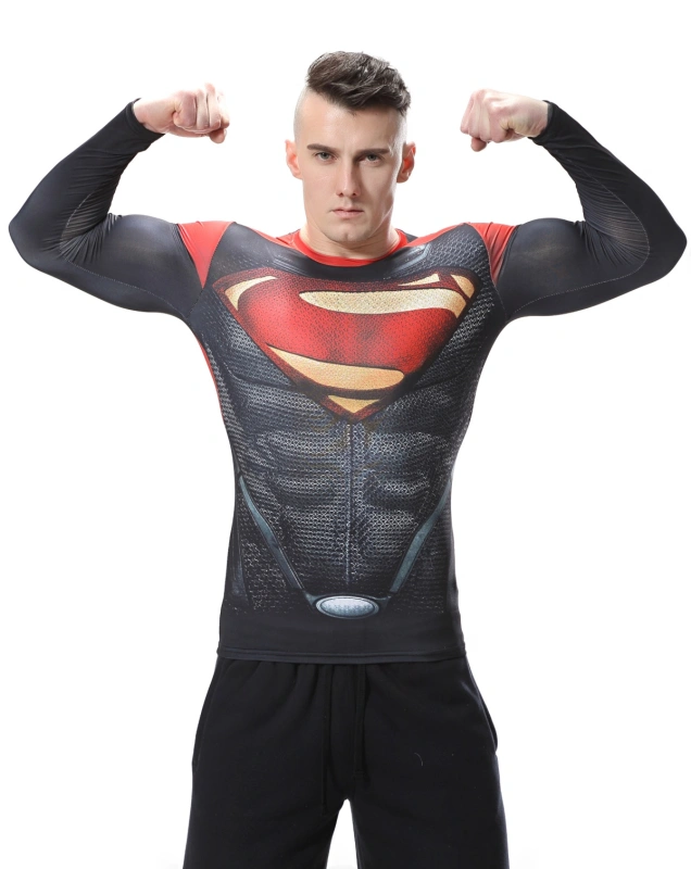 Red Plume Men's Film Super-Hero Series Compression Sports Shirt Skin Running Long Sleeve Tee