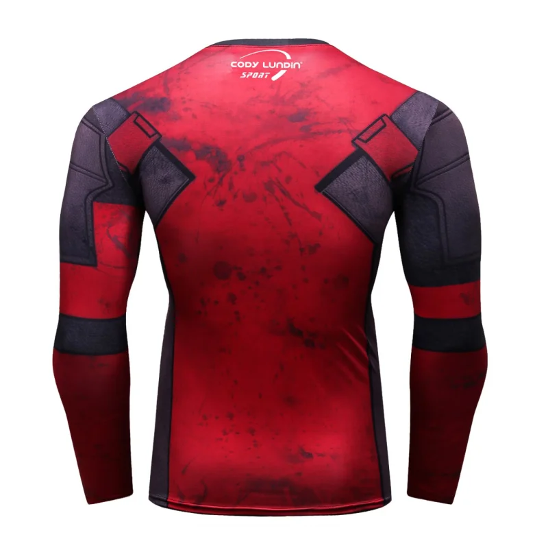 Red Plume Men's Film Super-Hero Series Compression Sports Shirt Skin Running Long Sleeve Tee