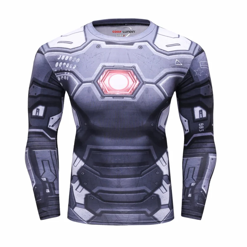 Red Plume Men's Film Super-Hero Series Compression Sports Shirt Skin Running Long Sleeve Tee