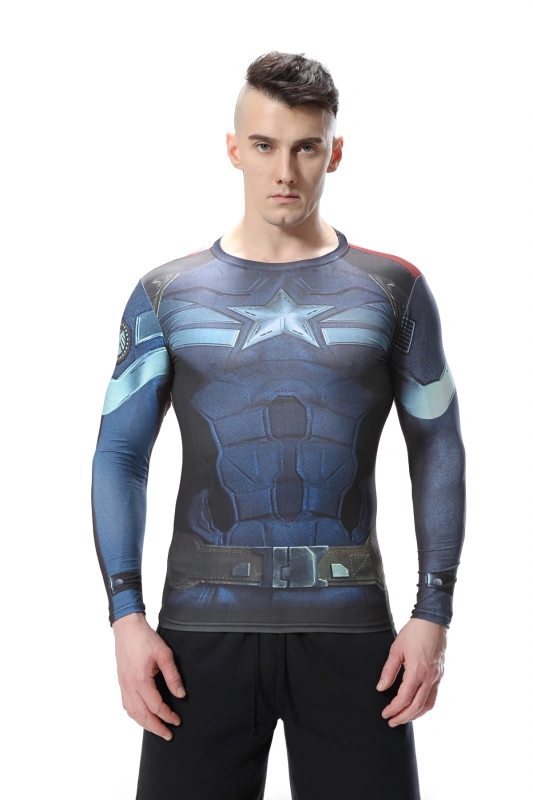 Red Plume Men's Film Super-Hero Series Compression Sports Shirt Skin Running Long Sleeve Tee