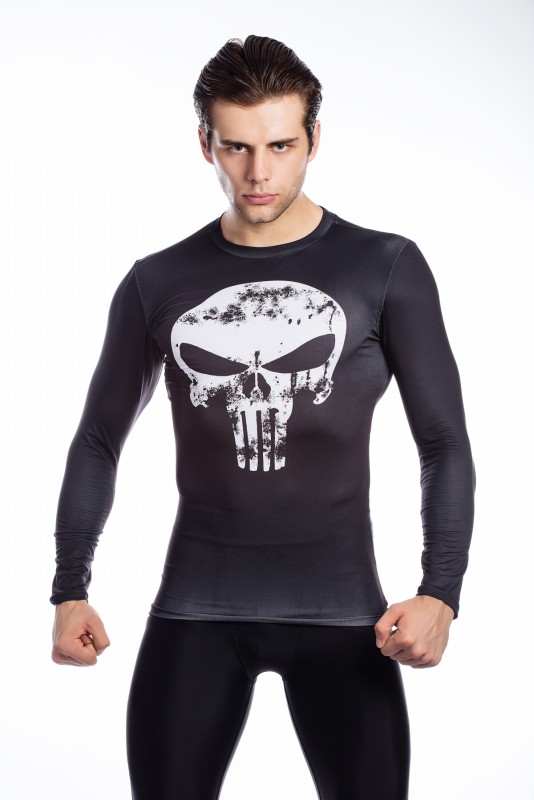 Red Plume Men's Film Super-Hero Series Compression Sports Shirt Skin Running Long Sleeve Tee