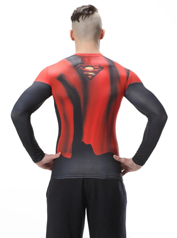 Red Plume Men's Film Super-Hero Series Compression Sports Shirt Skin Running Long Sleeve Tee