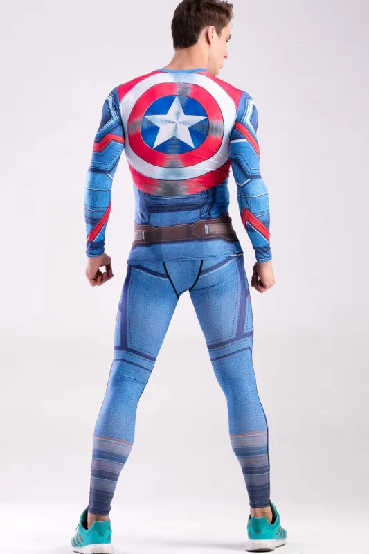 Red Plume Men's Film Super-Hero Series Compression Sports Shirt Skin Running Long Sleeve Tee
