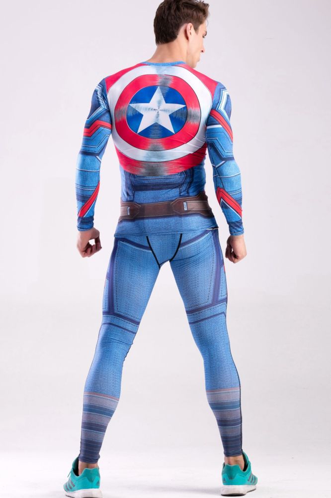 Red Plume Men's Film Super-Hero Series Compression Sports Shirt Skin Running Long Sleeve Tee