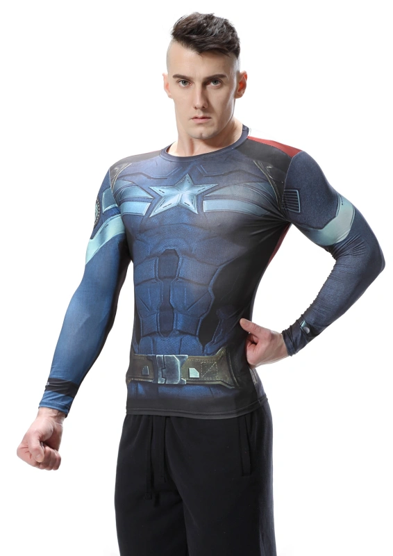 Red Plume Men's Film Super-Hero Series Compression Sports Shirt Skin Running Long Sleeve Tee