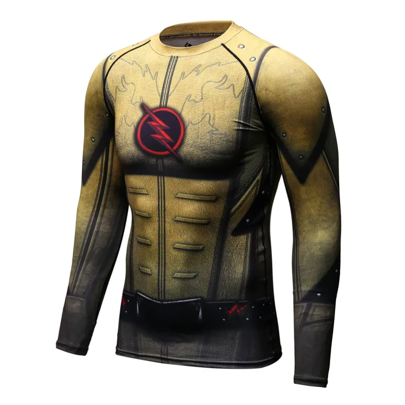 Red Plume Men's Film Super-Hero Series Compression Sports Shirt Skin Running Long Sleeve Tee