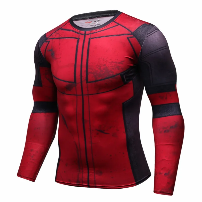 Red Plume Men's Film Super-Hero Series Compression Sports Shirt Skin Running Long Sleeve Tee