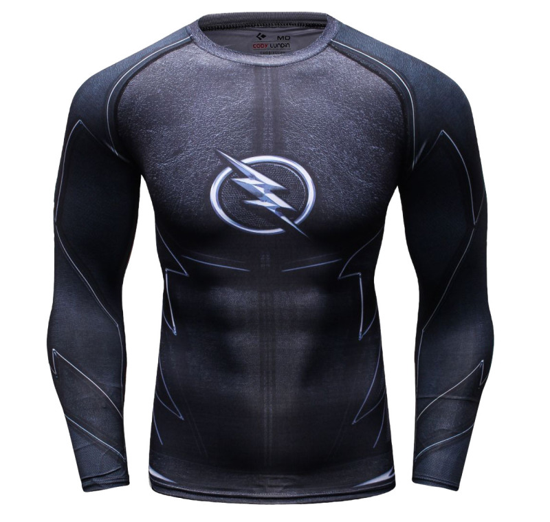 Red Plume Men's Film Super-Hero Series Compression Sports Shirt Skin Running Long Sleeve Tee