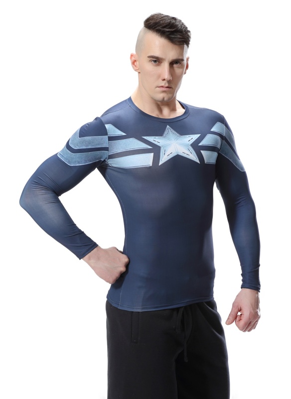 Red Plume Men's Film Super-Hero Series Compression Sports Shirt Skin Running Long Sleeve Tee