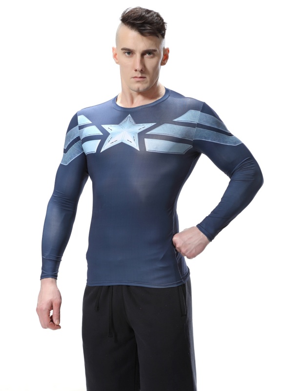 Red Plume Men's Film Super-Hero Series Compression Sports Shirt Skin Running Long Sleeve Tee