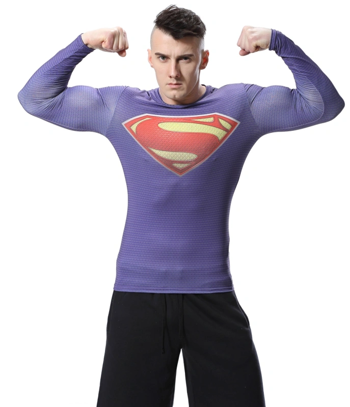 Red Plume Men's Film Super-Hero Series Compression Sports Shirt Skin Running Long Sleeve Tee