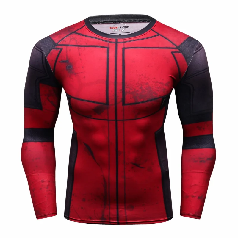 Red Plume Men's Film Super-Hero Series Compression Sports Shirt Skin Running Long Sleeve Tee