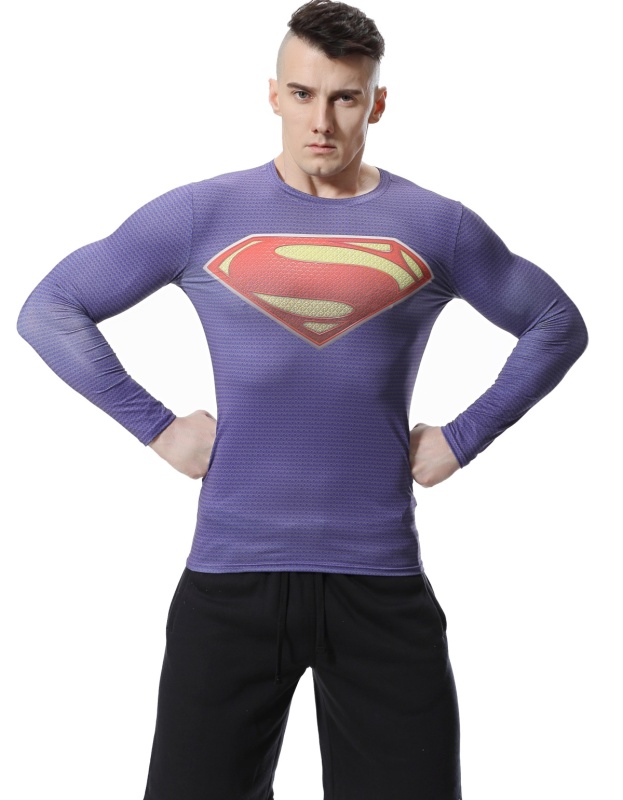 Red Plume Men's Film Super-Hero Series Compression Sports Shirt Skin Running Long Sleeve Tee