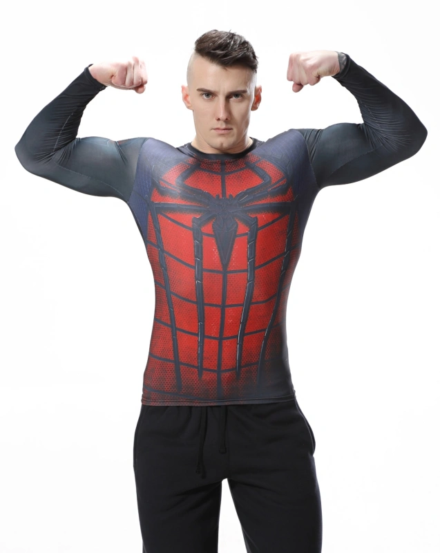 Red Plume Men's Film Super-Hero Series Compression Sports Shirt Skin Running Long Sleeve Tee