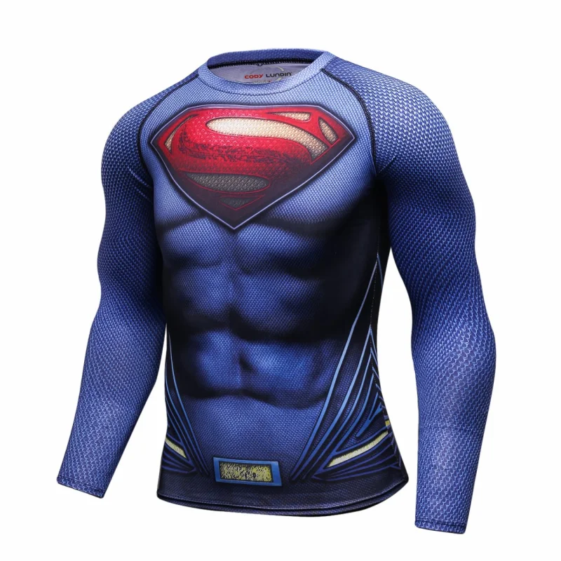 Red Plume Men's Film Super-Hero Series Compression Sports Shirt Skin Running Long Sleeve Tee