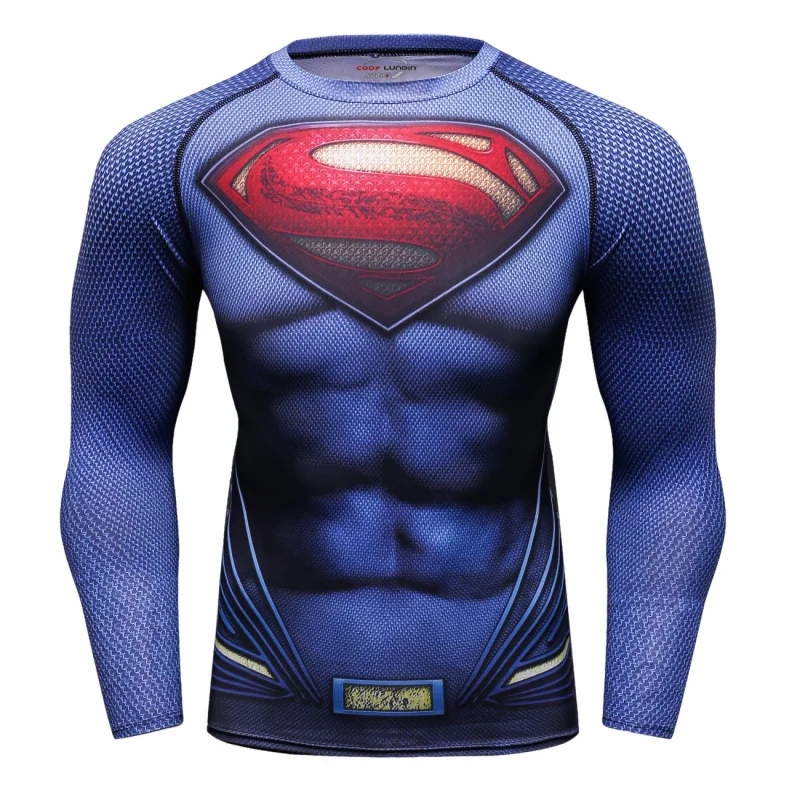 Red Plume Men's Film Super-Hero Series Compression Sports Shirt Skin Running Long Sleeve Tee