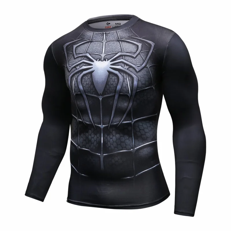 Red Plume Men's Film Super-Hero Series Compression Sports Shirt Skin Running Long Sleeve Tee