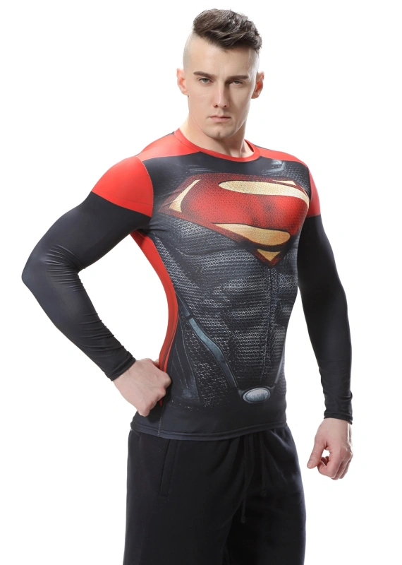 Red Plume Men's Film Super-Hero Series Compression Sports Shirt Skin Running Long Sleeve Tee