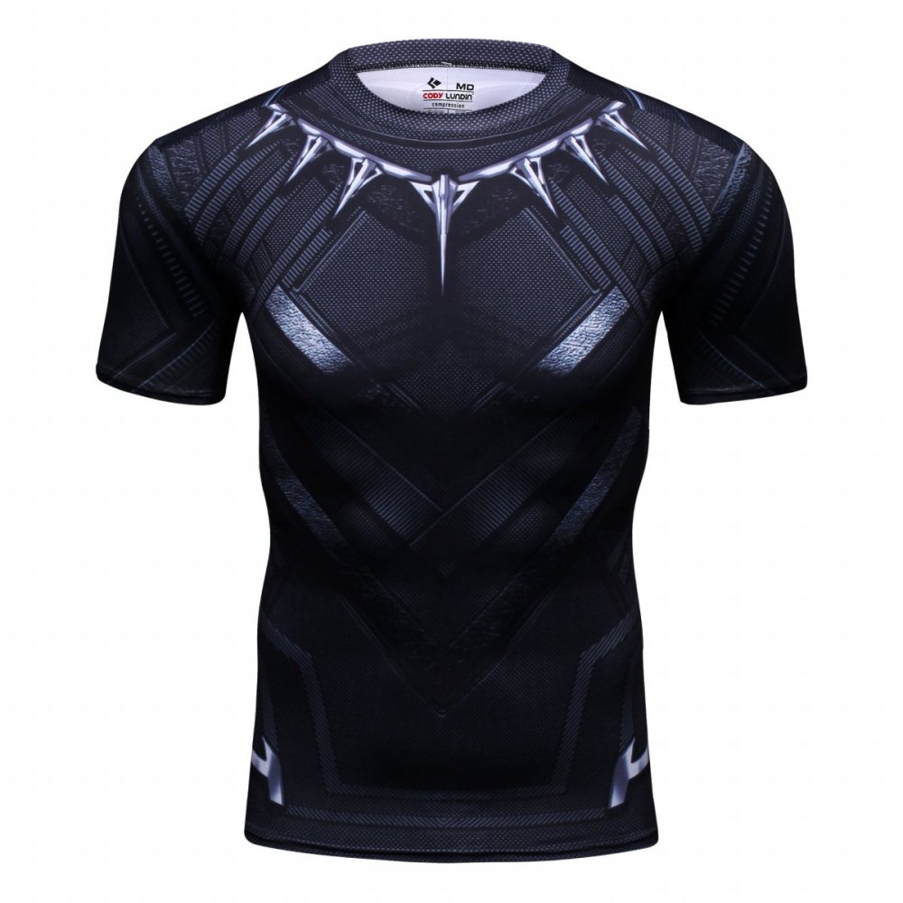 Men's Super-Hero Batman Spiderman American Captain Panther punisher Iron man Superman Sports Shirt Running Short Sleeve Tee