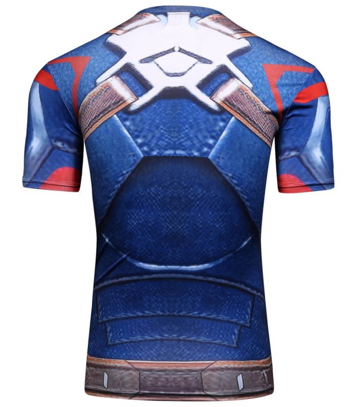 Men's Super-Hero Batman Spiderman American Captain Panther punisher Iron man Superman Sports Shirt Running Short Sleeve Tee