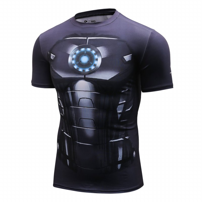 Men's Super-Hero Batman Spiderman American Captain Panther punisher Iron man Superman Sports Shirt Running Short Sleeve Tee