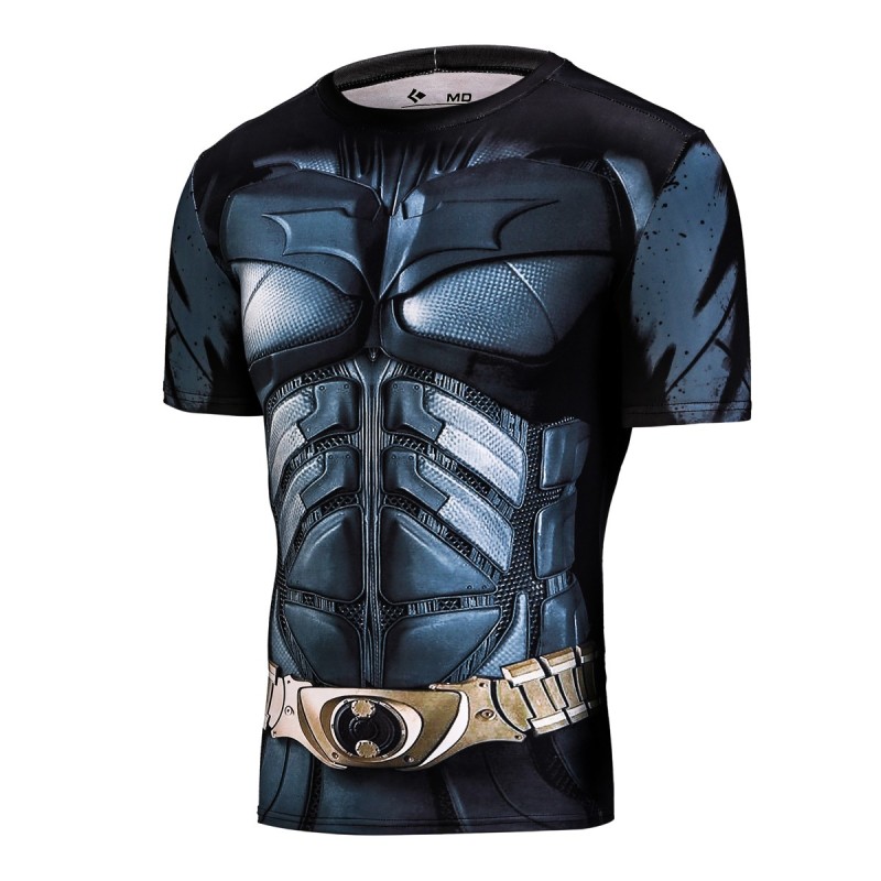 Men's Super-Hero Batman Spiderman American Captain Panther punisher Iron man Superman Sports Shirt Running Short Sleeve Tee