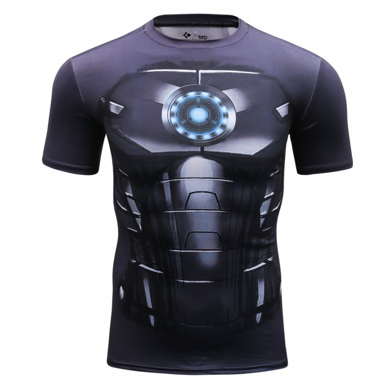 Men's Super-Hero Batman Spiderman American Captain Panther punisher Iron man Superman Sports Shirt Running Short Sleeve Tee