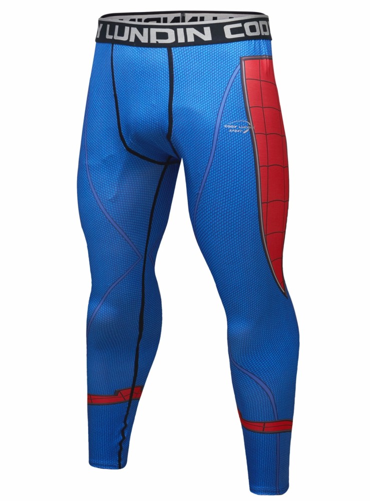 Red Plume Men's Compression Elastic Tight Leggings Sport Warrior Printing Pants