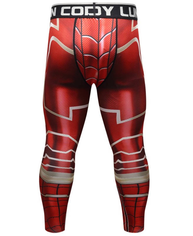 Red Plume Men's Compression Elastic Tight Leggings Sport Warrior Printing Pants