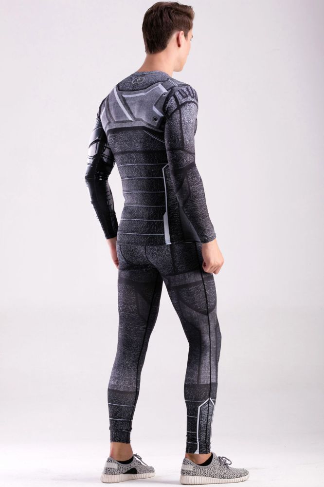 Red Plume Men's Compression Elastic Tight Leggings Sport Warrior Printing Pants