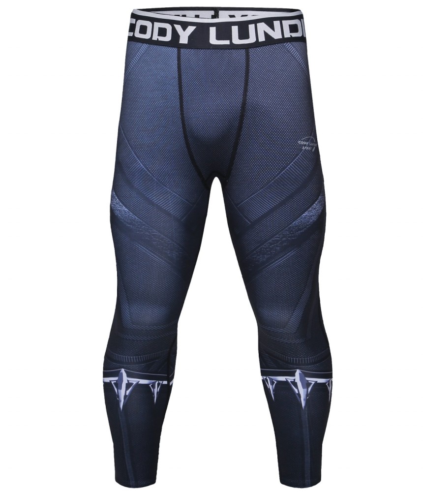 Red Plume Men's Compression Elastic Tight Leggings Sport Warrior Printing Pants