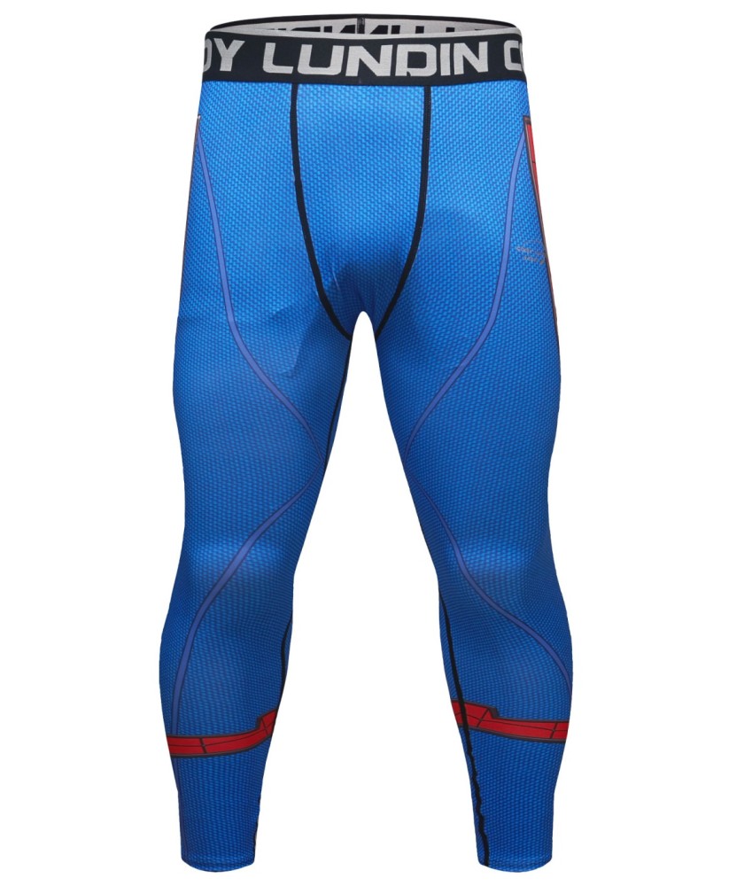 Red Plume Men's Compression Elastic Tight Leggings Sport Warrior Printing Pants