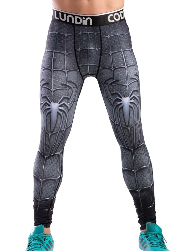 Red Plume Men's Compression Elastic Tight Leggings Sport Warrior Printing Pants