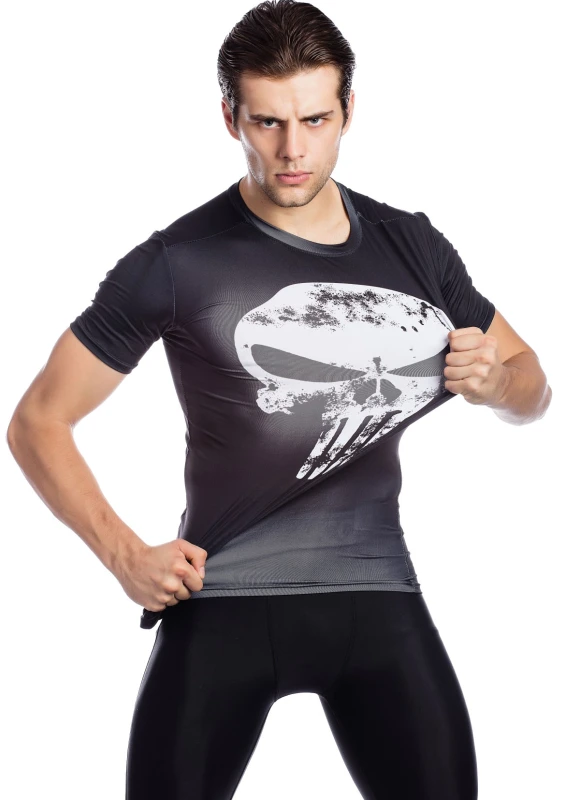 Men's Film Super-Hero Series Compression Sports Shirt Skin Running Short Sleeve Tee
