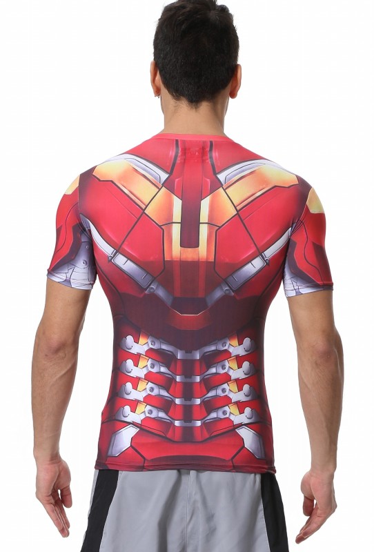 Men's Film Super-Hero Series Compression Sports Shirt Skin Running Short Sleeve Tee