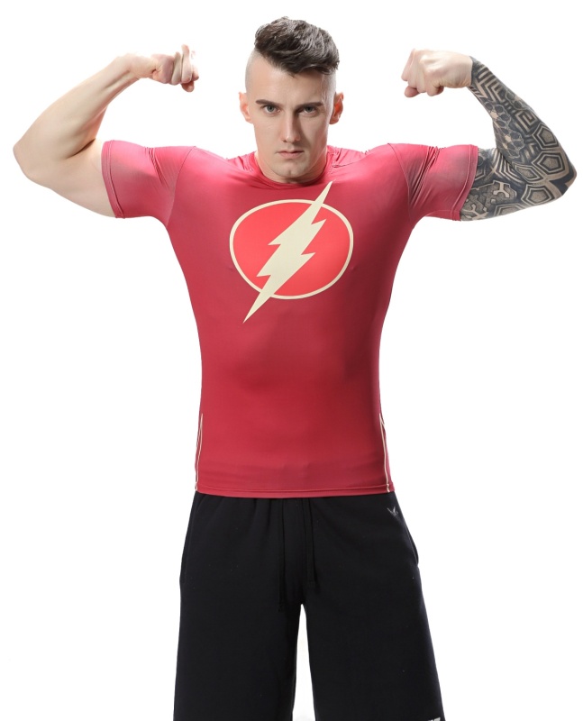 Men's Film Super-Hero Series Compression Sports Shirt Skin Running Short Sleeve Tee