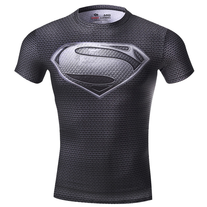 Men's Film Super-Hero Series Compression Sports Shirt Skin Running Short Sleeve Tee