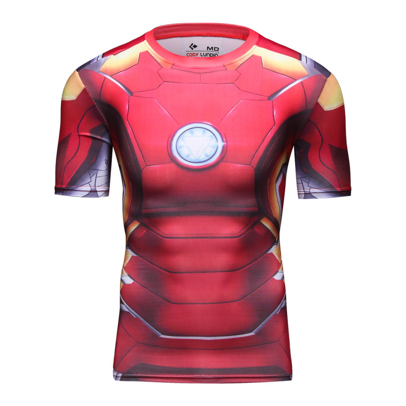 Men's Film Super-Hero Series Compression Sports Shirt Skin Running Short Sleeve Tee