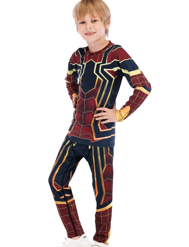 Boys Superhero Long Pants Lightweight Compression Leggings Base Layer Kids Sport Running Trouser