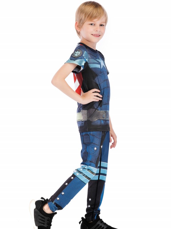 Boys Superhero Long Pants Lightweight Compression Leggings Base Layer Kids Sport Running Trouser